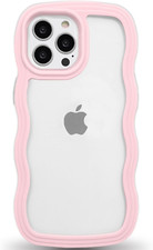 for 14 Pro Max Case Wavy Edge Clear Back Design, Anti-Slip Grip Cute Wave