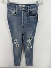 Free People Phoenix Distressed High Rise Skinny Jeans Size 27