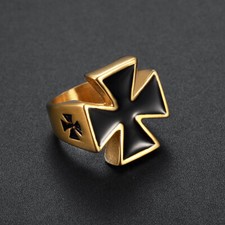 Cross Rings for Men Stainless Steel Rings for Men Enamel Engagement Ring Comfort