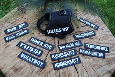 Julius-K9 Powergeschirr schwarz Gr.Baby2 inklusive 10 Stück Klettlogos GRATIS