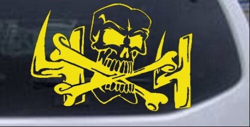 Calcomanía de calcomanía para computadora portátil Skull and Crossbones 4x4 invertida para automóvil o camión - Imagen 18 de 32