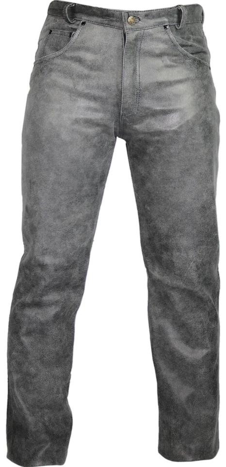 Herren Motorrad Lederhose in Grau Lederjeans Bikerhose Bikerjeans 5 Pocket  - Bild 2 von 4