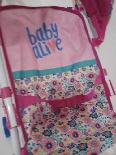 Baby Alive Doll Stroller Pink White Floral Retractable Canopy Foldable Hasbro - Picture 7 of 9