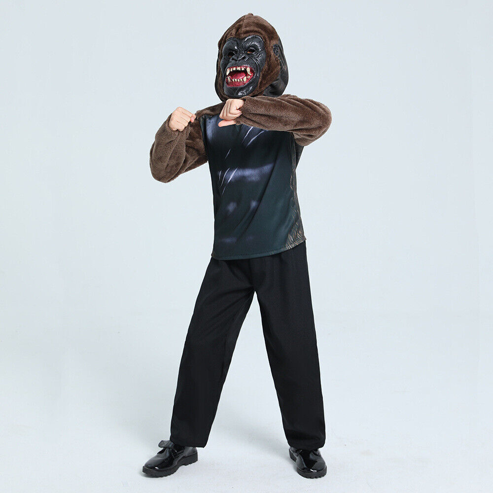 Halloween Boys Kids King Kong Costume Mask Gorilla Cosplay Fancy Dress