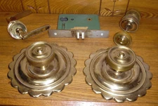 Fancy Brass Doorknobs & Russwin Latch - Angela K-551-8"