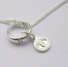 Taufring Echt Silber Schmuck 925 mit Kette Taufcollier Taufschmuck Baby Kinder
