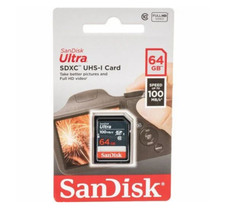 SanDisk SD Card 64GB Ultra SDXC Speed 100MBs for PC Camera Games or Any Device