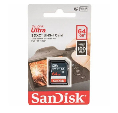 SanDisk SD Card 64GB Ultra SDXC Speed 100MBs for PC Camera Games or Any Device