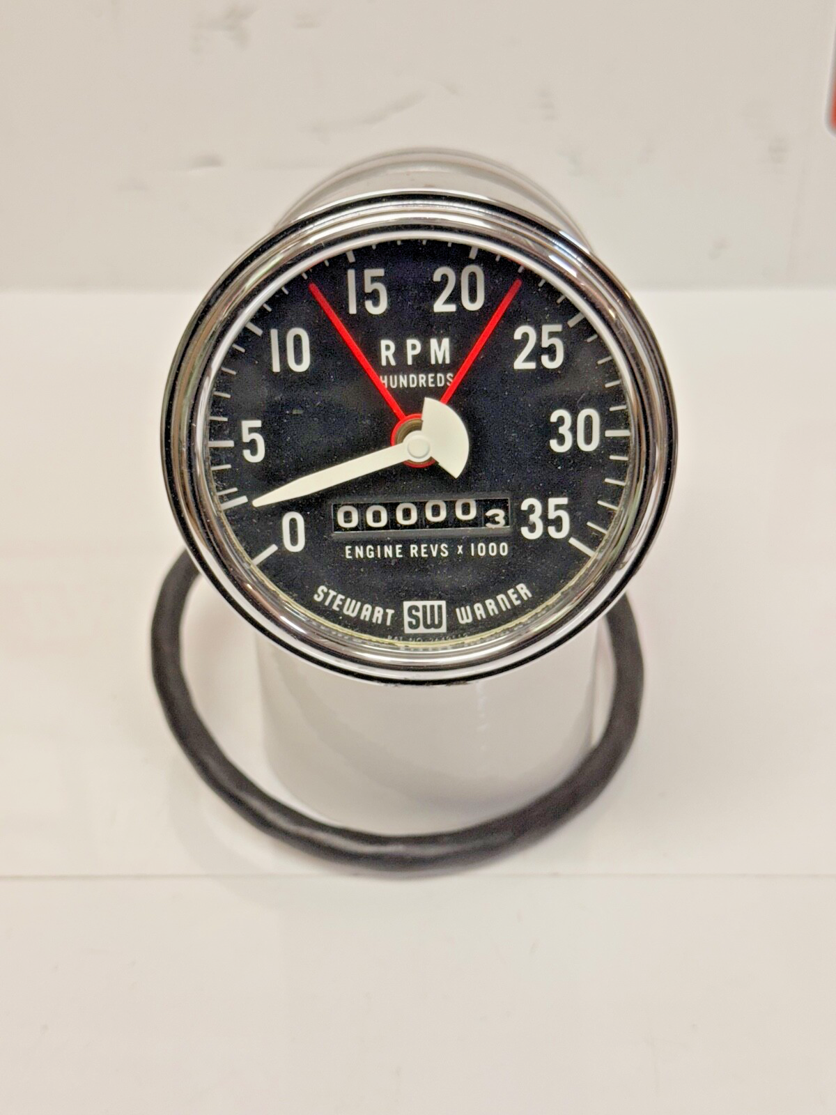 NOS STEWART WARNER 3500 RPM TACH VINTAGE 12 VOLT TESTED ENGINE HOURS ...