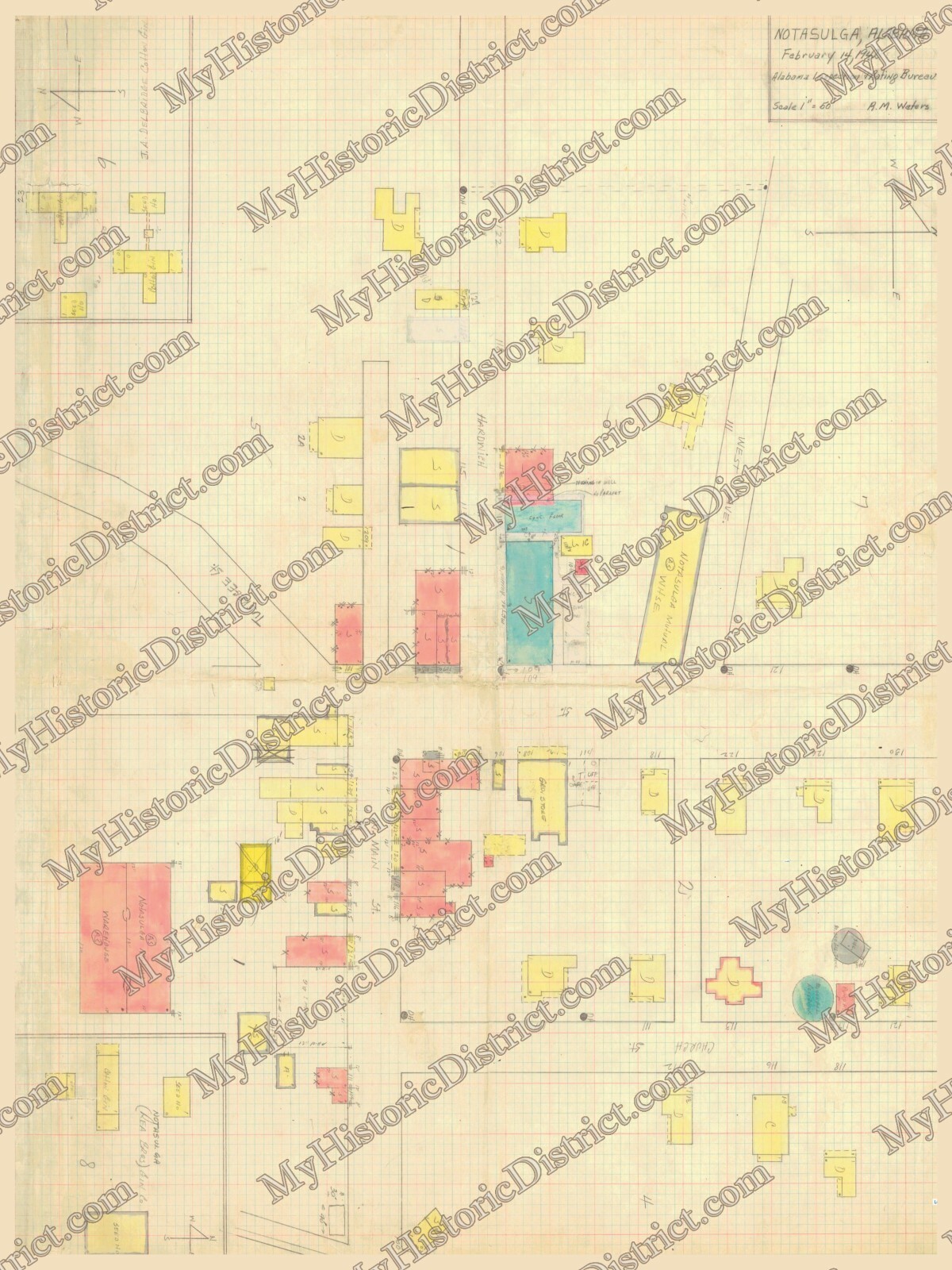Notasulga, AL Alabama 1942 Historic Vintage Antique Map RP 12x16" FREE