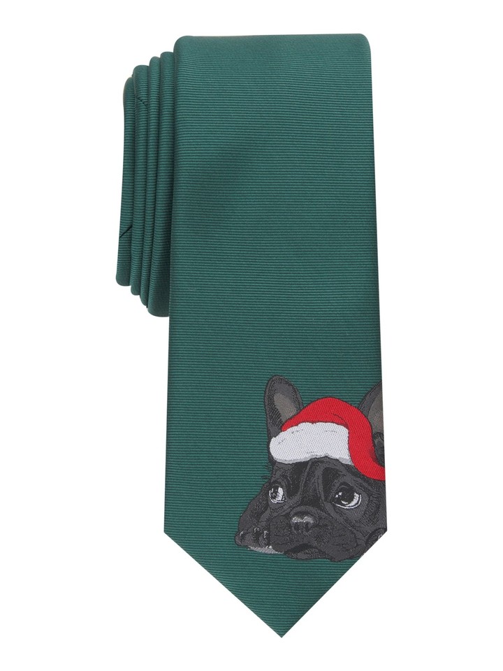 BAR III Mens Hunter Green Santa Pup Tie, Slim Neck Tie eBay
