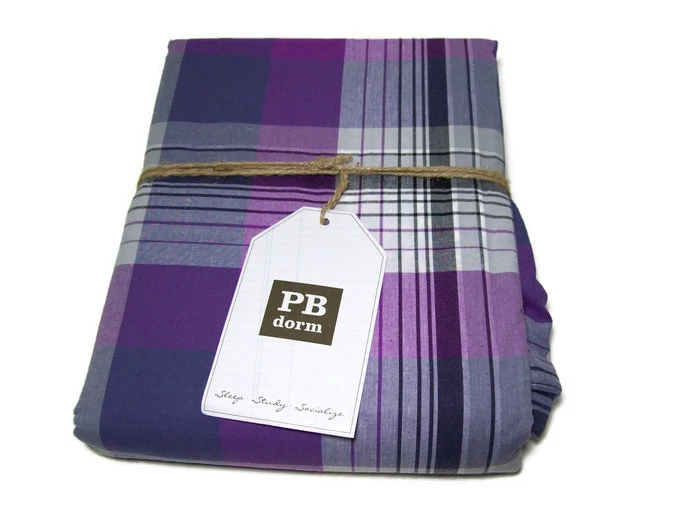 Pottery Barn Teen Purple Multi Colors Prescott Plaid Twin Duvet Cover New - Image 3 of 4