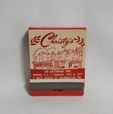 Vintage Matchbook Christy's Restaurant Lounge Bar Wilmington DE Advertising Full