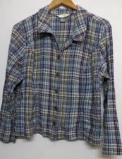 Christopher & Banks Shirt Women Large Multicolor Plaid Button Up Colored Classic