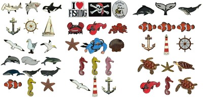 Meer Emaille Abzeichen Sets Wale Fische Hummer Yacht Leuchtturm Oktopus Anker