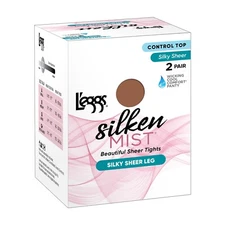 Leggs Silken Mist Beautiful Sheer Tights Silky Sheer- Large - Sun Beige - 2 pair