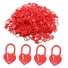 200 Pcs Knitting Marker Heart Design Needle Clip Crochet Locking Stitch Red
