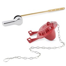 Universal Front Mount Toilet Handle Chrome Red Front Mount with Flapper