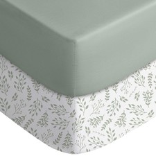 Yoofoss Baby Crib Sheets for Boys Girls, Fitted Sheets, Green leaf