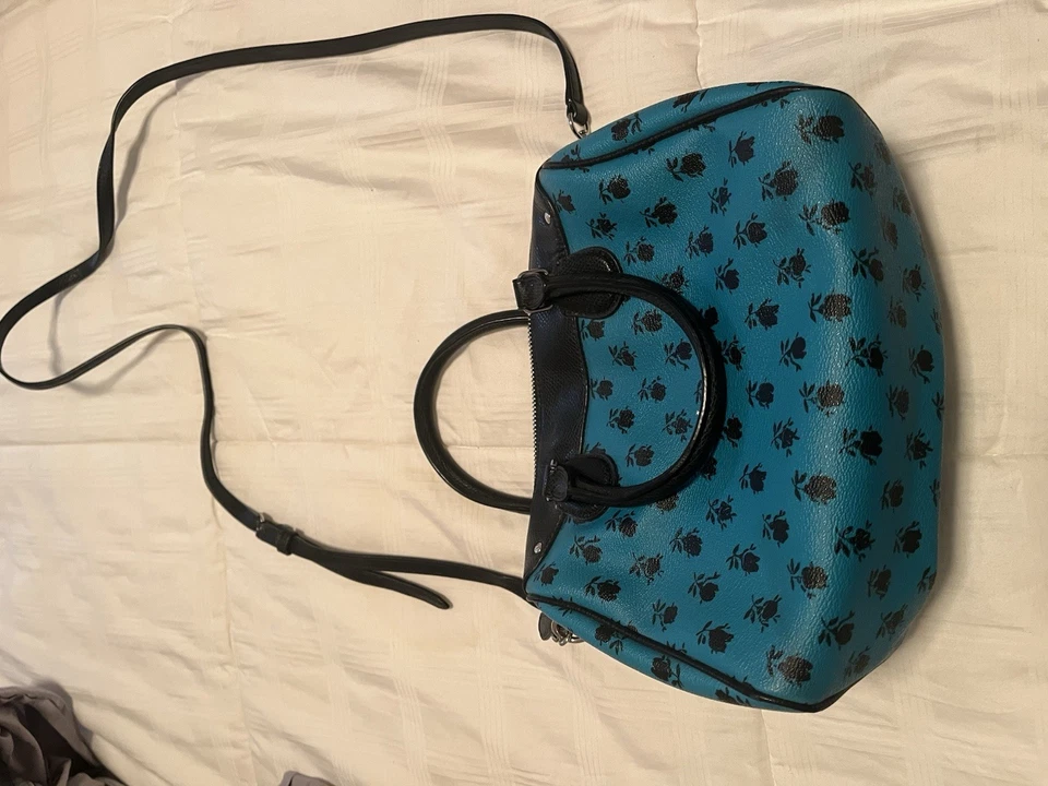 Bolso Cartera Coach Mini Bennette Rouse Azul Cuero Floral Foto 2 de 4