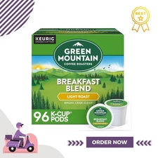 Green Mountain Breakfast Blend Coffee K-Cup Pods, Light Roast, 96/Carton - HOT