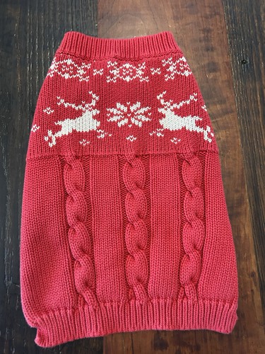 Lands' End Dog Holiday Sweater Coat Size Medium