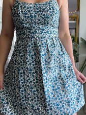 100% Cotton Blue Floral Fit-and-Flare Sundress