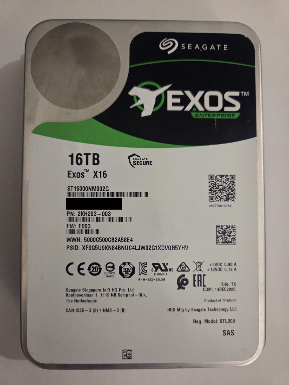ST16000NM002G Seagate Exos X16 16TB 7.2K SAS 12Gb/s 512e/4Kn 3.5” HDD