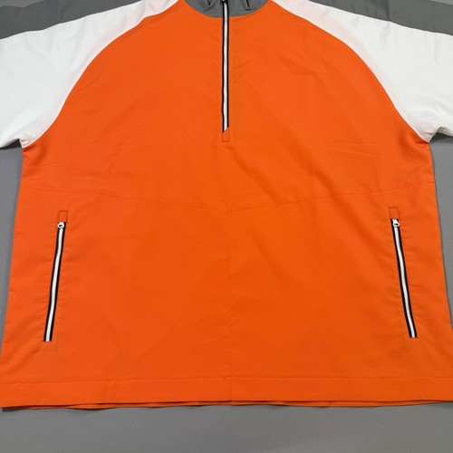 FootJoy 1/4 Zip Golf Pullover Men 2XL Orange Colorblock Quarter Zip Short Sleeve - Picture 4 of 12