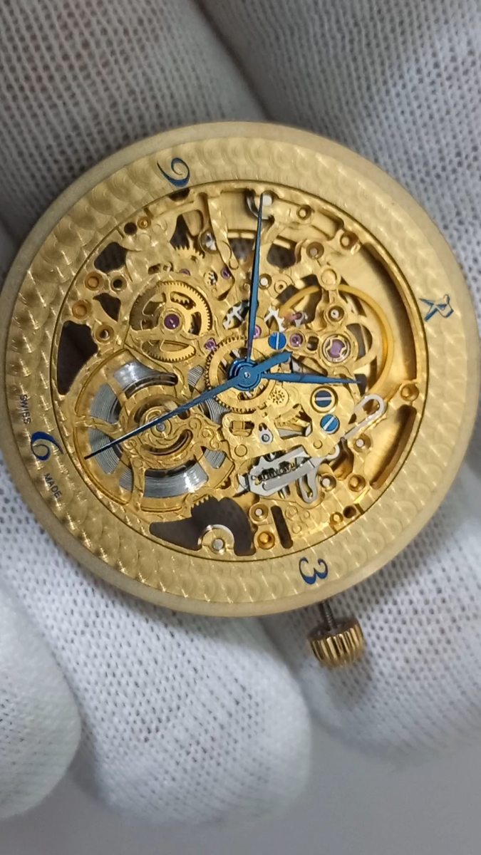 High-Grade Swiss ETA 2824-2 Skeleton Mvt - Gold Crown - 34mm