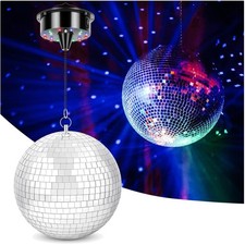 8" Disco Ball with 6RPM Rotating Motor  Sound Activated LED Lights for Parties