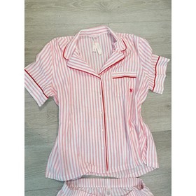 NWT Victoria's Secret Iconic Stripe Flannel Pajama 2 Piece Short Set, Size M