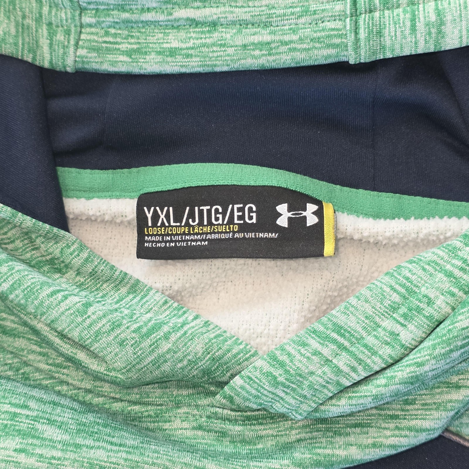 Under Armour Hoodie Youth XL 18-20 Green Fleece Logo Pullover Loose Athletic thumbnail 5