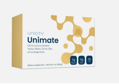 Unicity Unimate Yerba Mate Supplement LEMON GINGER 30 Packet- FREE SHIPPING