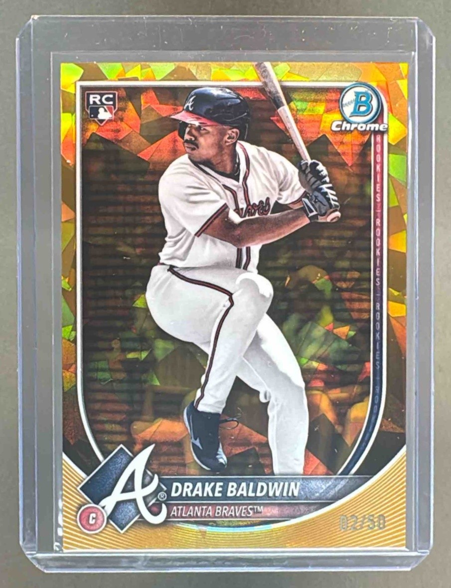 Drake Baldwin 2025 Bowman Chrome Sapphire #75 Gold Refractor Rookie RC 2/50