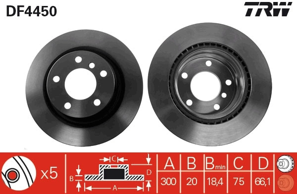 2Er Set Bremsscheiben TRW Automotive DF4450 BMW 34 21 6 764 651 34 21 6 792 227-image