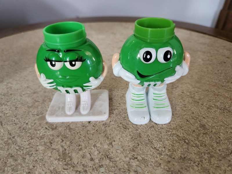 Vintage Green M&M Candy Dispensers Lot Of 2