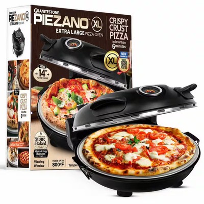 GraniteStone Piezano XL 14 in. Black Portable Countertop Grill Electric Oven