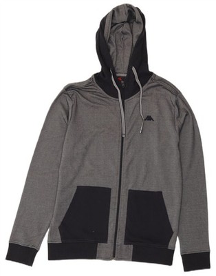 Kappa Mens Zip Hoodie Sweater Medium Navy Blue Pinstripe Cotton BI03