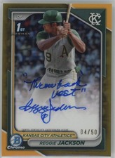 2024 1st Bowman Draft Reggie Jackson Retrofractor Auto Gold /50 Inscription RARE