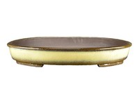Ovale Bonsaischale Aus Senfgelb-Braun Glasiertem Steinzeug 59X44X5,5 Cm - Ty113B
