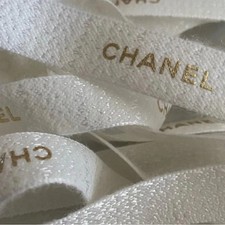 2 Yards of Chanel LE White Gold Gift Wrap Ribbon 100  3/4 inch wide 20mm