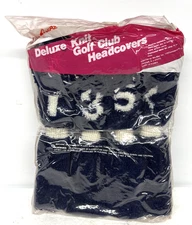 Pom Pom Golf Club Head Covers Knit Socks BLUE w WHITE New Vintage NOS High Skore