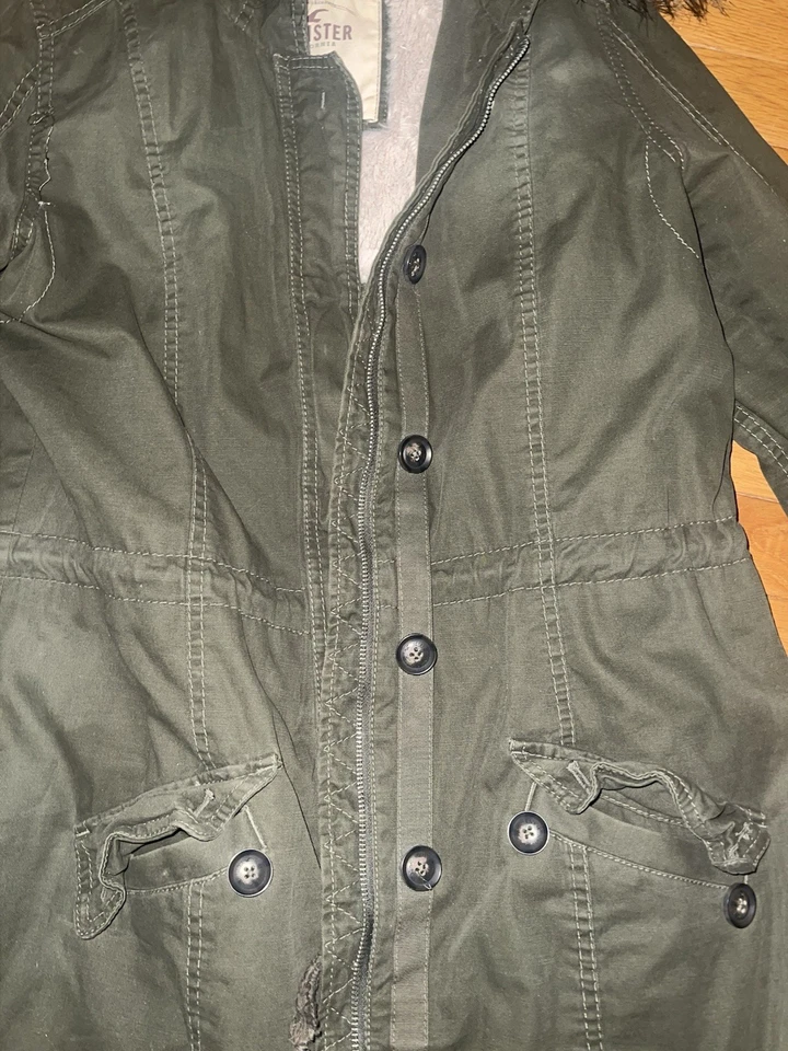 Parka para mujer Hollister Sherpa forrada de piel extraíble talla L, hasta la rodilla Foto 4 de 4
