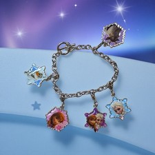 Disney Charm Bracelet Girls Frozen Silvertone Picture Charms Elsa Olaf Jewelry