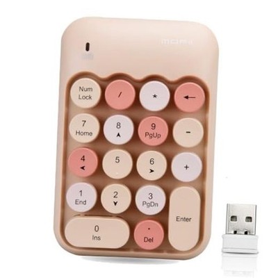 Cute Wireless Number Keypad with 2.4G USB Receiver, 18 Colorful Round Keys