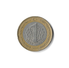 2009 Turkey - 1 Lira - 456 - Bi-Metallic - 8.2g