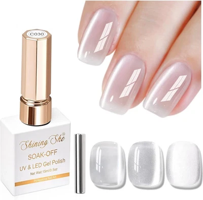 Shining She Gel Nail Polish Cat Eye, 15ML Glassy Moonlight Magnetic Nail Polish