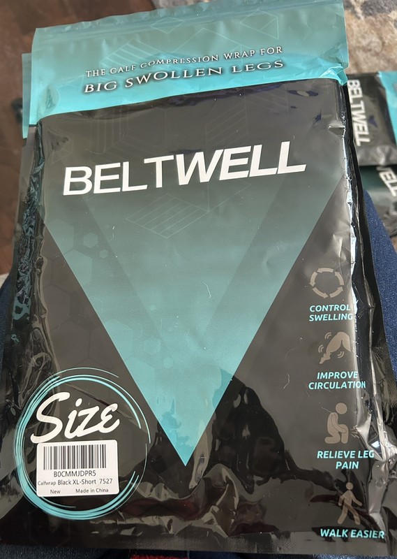 Beltwell Calf Compression Wrap Big Swollen Legs Black Size XL Large Short