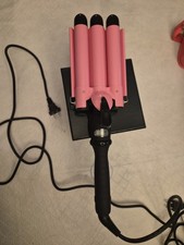 3 Barrel Curling Iron Hair Crimper pink 1 inch